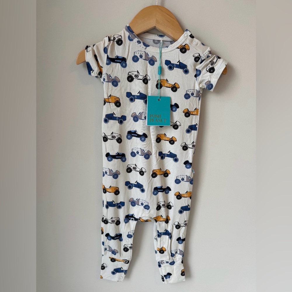 Posh Peanut Retired Limited Edition Enzo Print Romper 9-12M